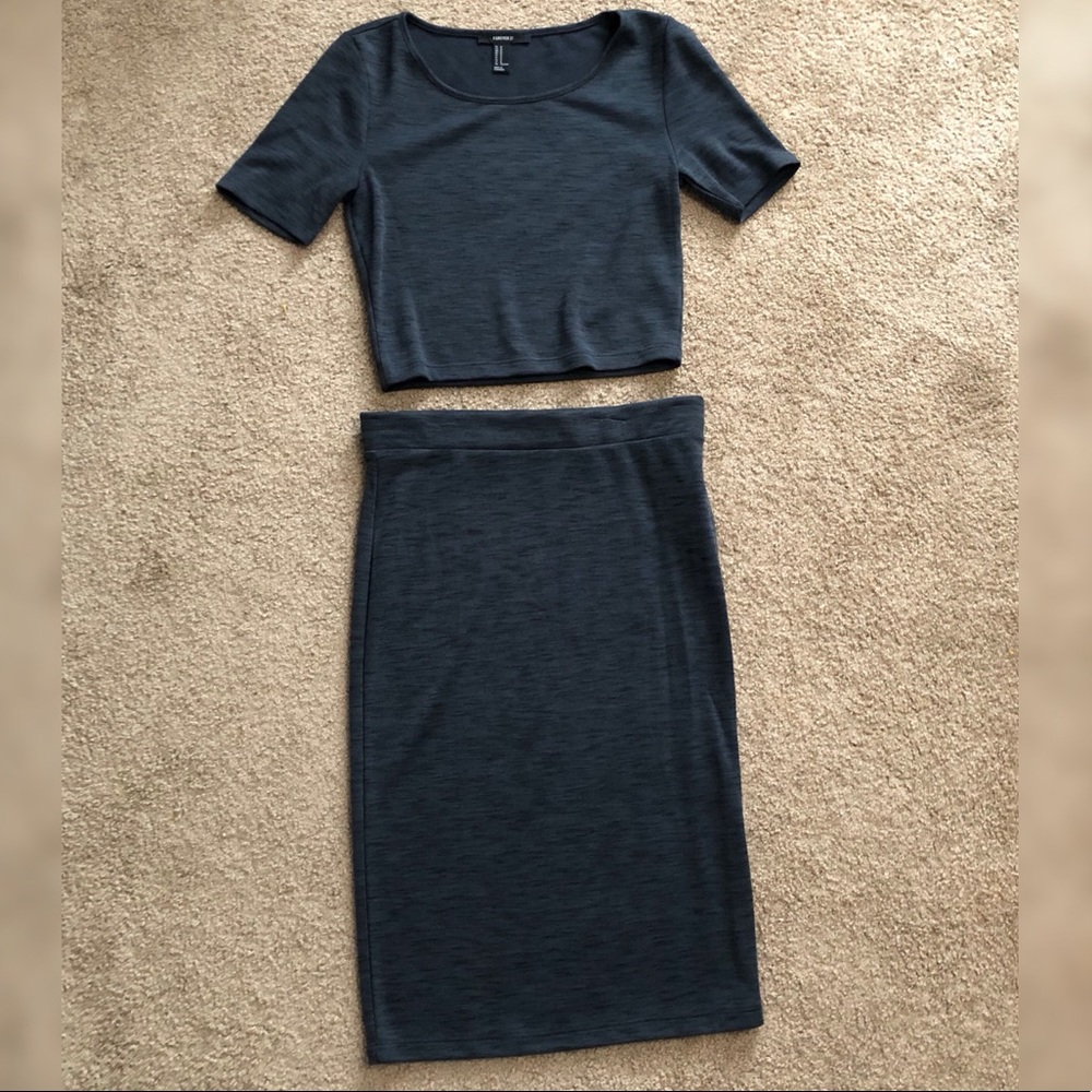 2 piece crop top and skirt set